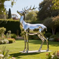 Stainless Steel Metal Full Size Deer Statue