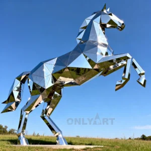 Stainless Steel Metal Horse Jumping Statue
