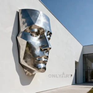 Stainless Steel Metal Human Face Statue