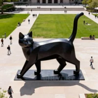 Stainless Steel Metal Large Black Cat Statue For Sale