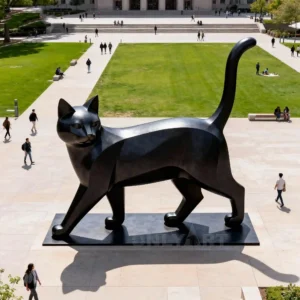 Stainless Steel Metal Large Black Cat Statue For Sale