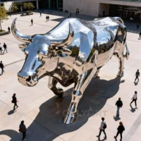 Stainless Steel Metal Large Bull Statue