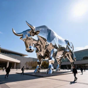 Stainless Steel Metal Outdoor Bull Statue