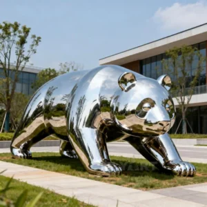 Stainless Steel Metal Panda Bear Statue