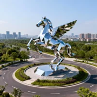 Stainless Steel Winged Flying Horse Sculpture