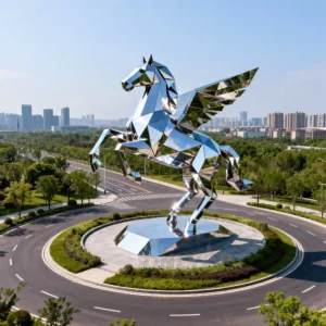 Stainless Steel Winged Flying Horse Sculpture