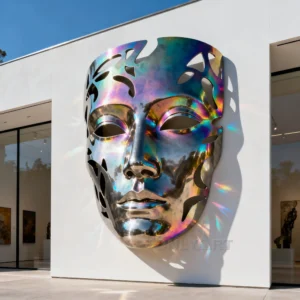 Wall Metal Woman Face Sculpture Decor