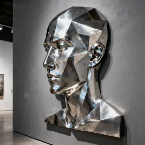 Wall Sculpture Art - Stainless Steel Metal Bust Sculpture