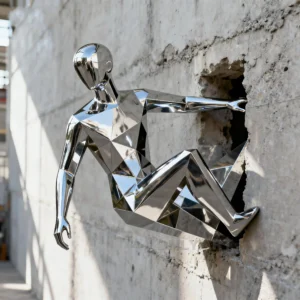 Wall Sculpture Decor Abstract Metal Man Statue