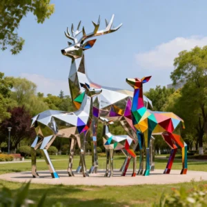 Welded Stainless Steel Metal Outdoor Deer Statue
