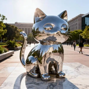 Big Face Cute Funny Cat Sculpture