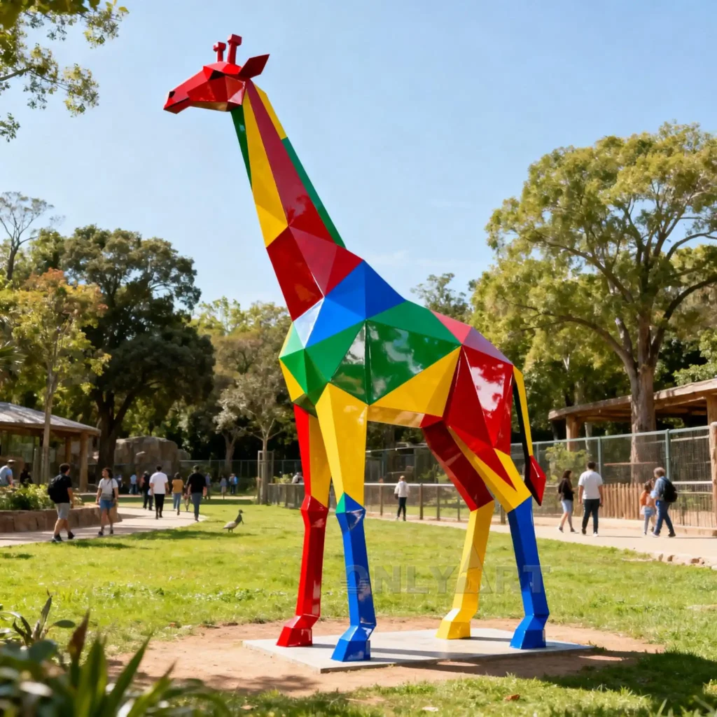 Colorful Giraffe Art Sculpture