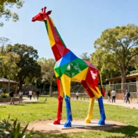 Colorful Giraffe Art Sculpture