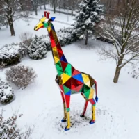 Colorful Giraffe Decor Statue