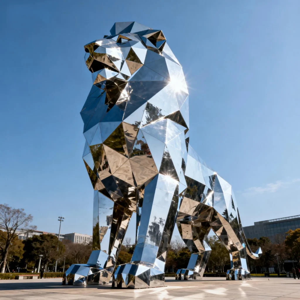 Custom Geometric Lion Statue For Yard