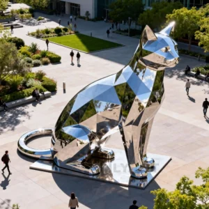 Custom Metal Giant Cat Statue For Garden