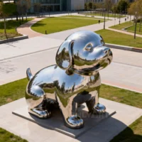 Cute Metal Art Dog Statue
