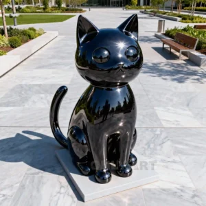 Decorative Black Cute Cat Sculpture