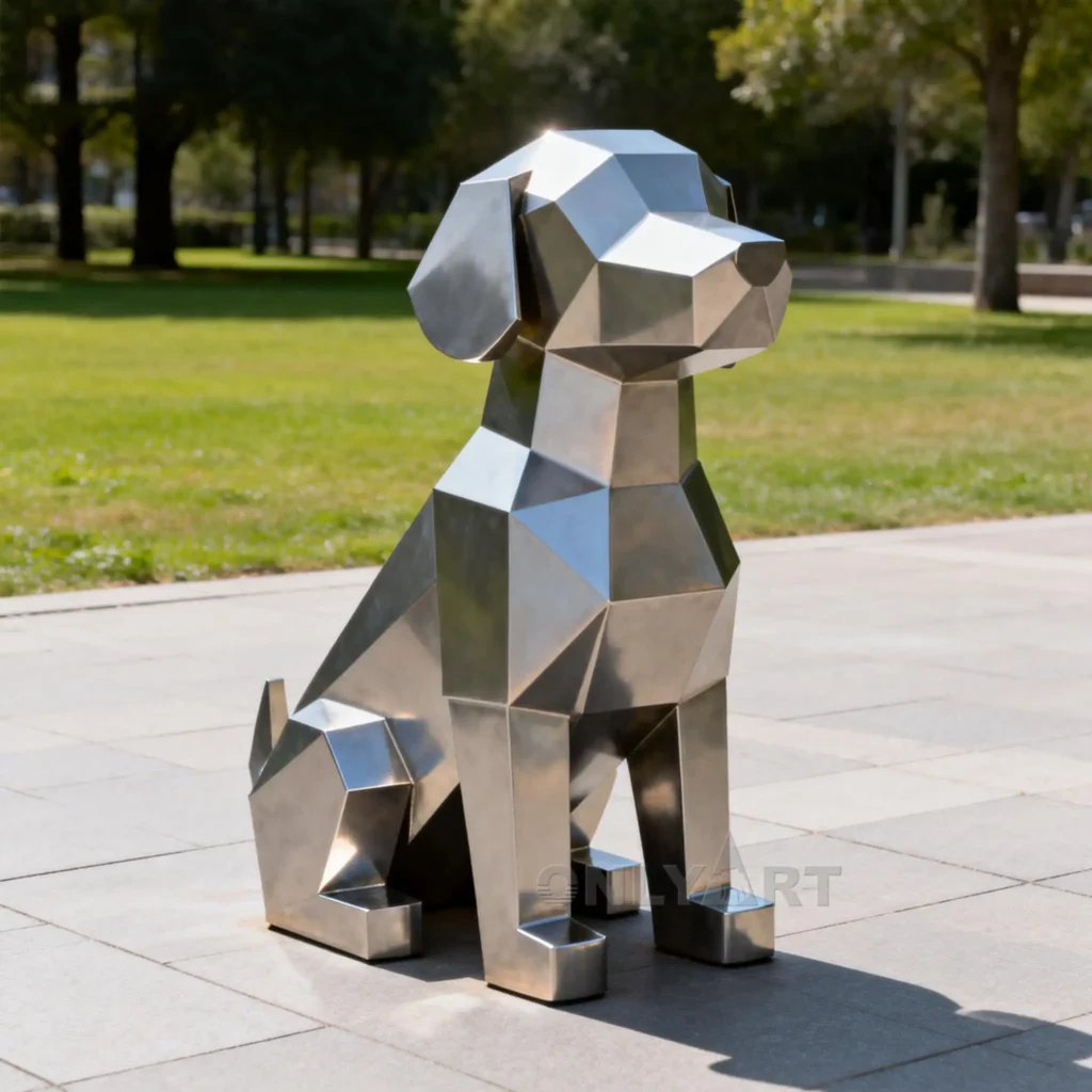 Garden Geometric Welded Dog Sculpture