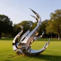 Garden Metal Abstract Swan Sculpture