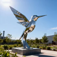 Geometric Art Hummingbird Outdoor Statue