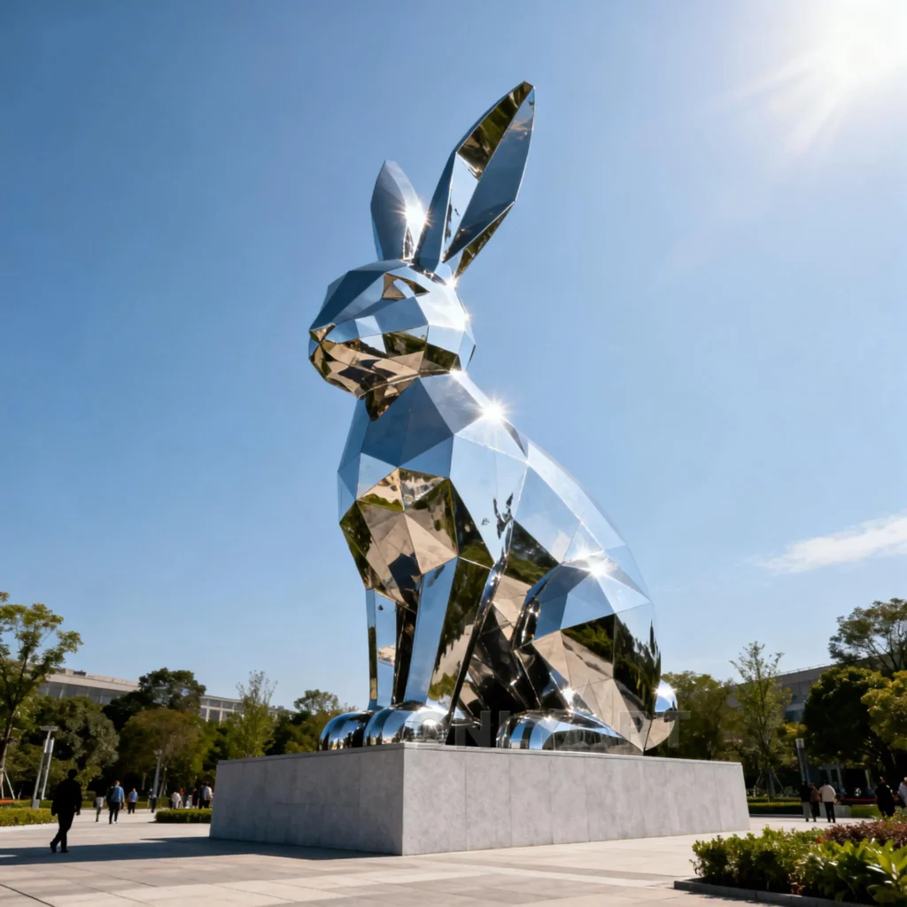 Geometric Large Rabbit Garden Statue