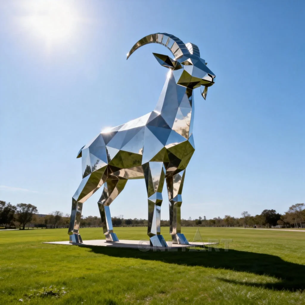 Geometric Life Size Goat Garden Statue