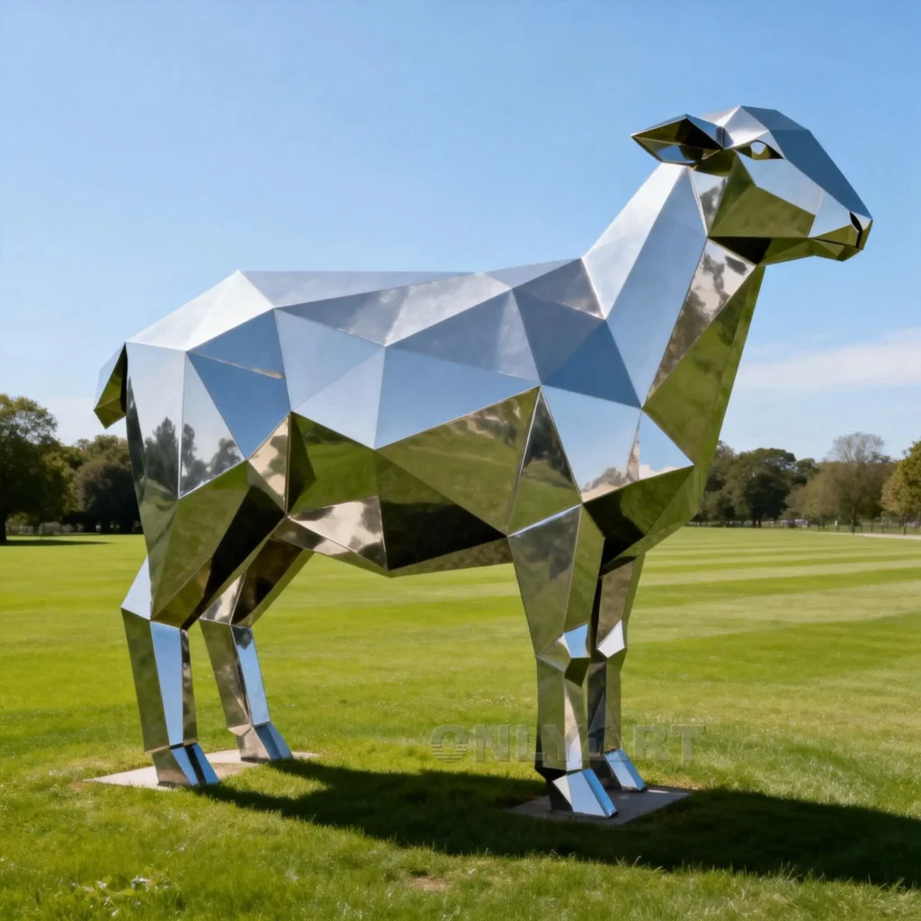 Geometric Life Size Sheep Statue