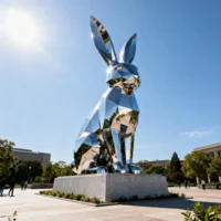 Geometric Metal Bunny Sculpture