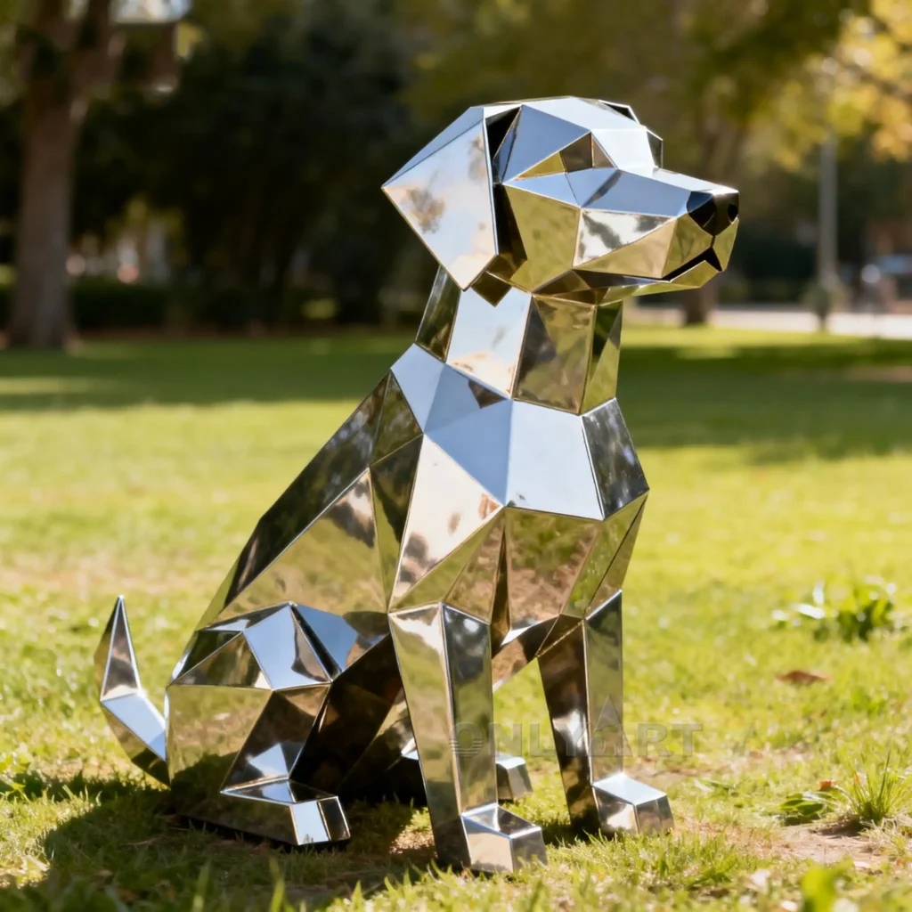 Geometric Metal Dog Garden Statue Ornaments