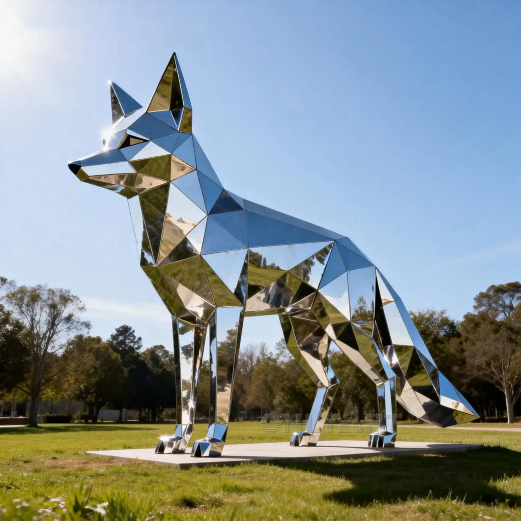 Geometric Metal Fox Garden Sculpture