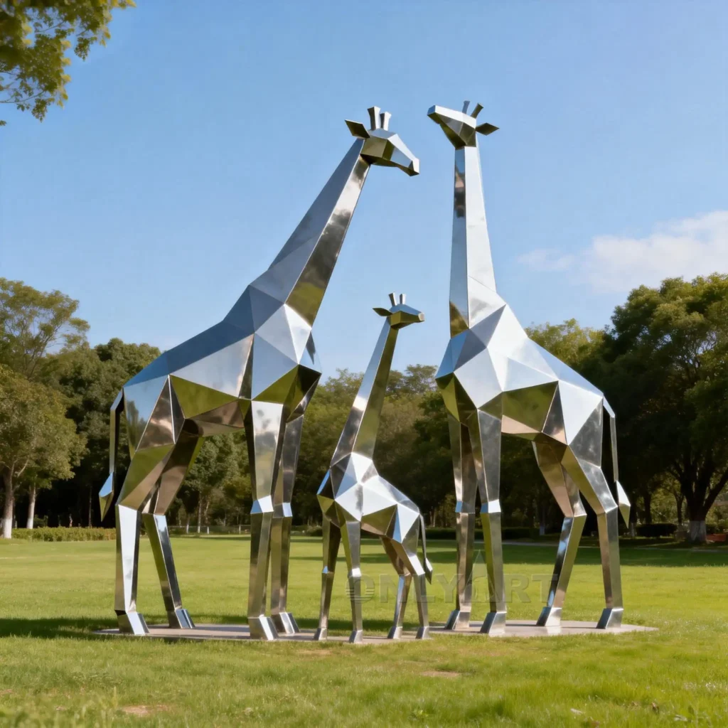 Geometric Metal Giraffe Statue Outdoor