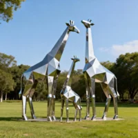Geometric Metal Giraffe Statue Outdoor