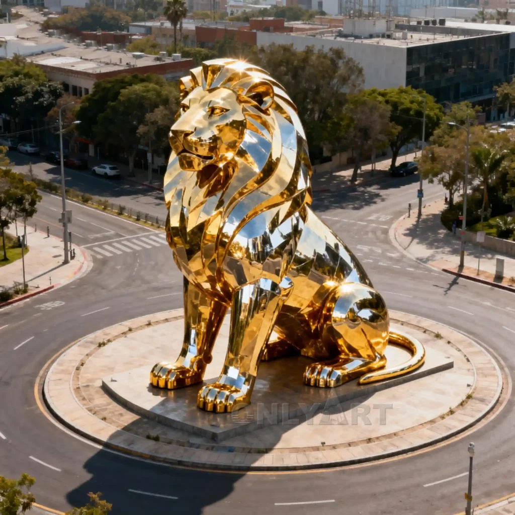 Gold Big Lion Statue