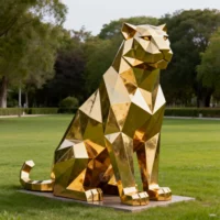 Gold Geometric Tiger Sculpture