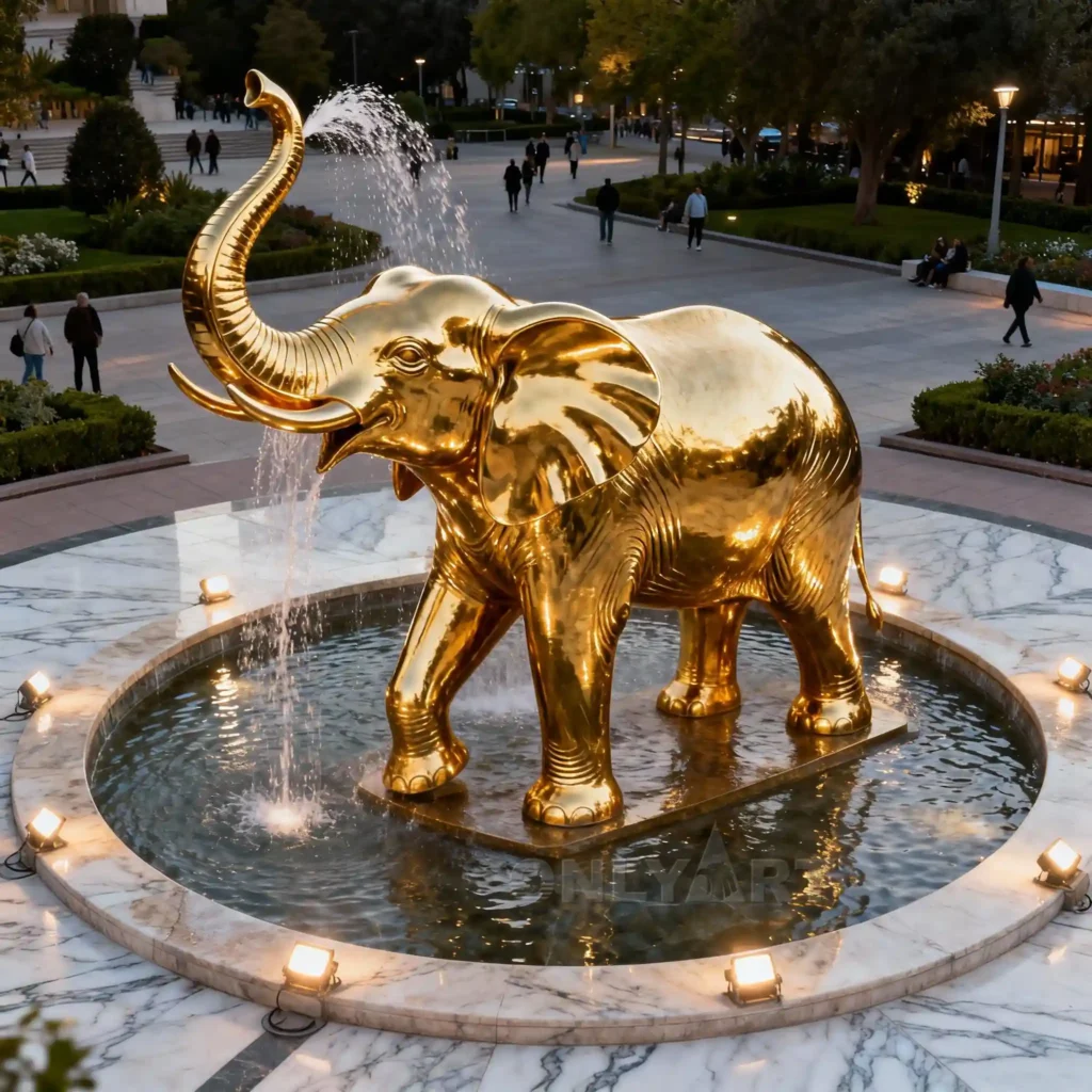 Gold Large Elephant Water Fountain