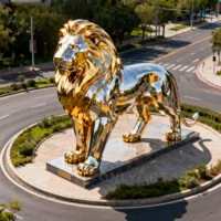 Gold Lion Sculpture Ornament
