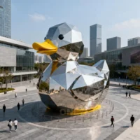 Huge Metal Duck Garden Sculpture