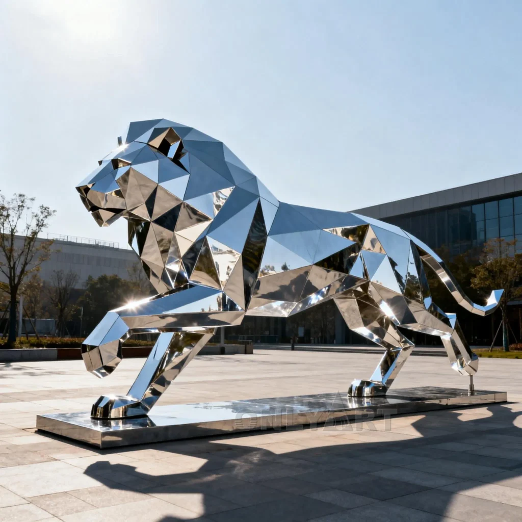 Large 3D Lion Garden Statue