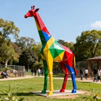 Large Colorful Giraffe Statue
