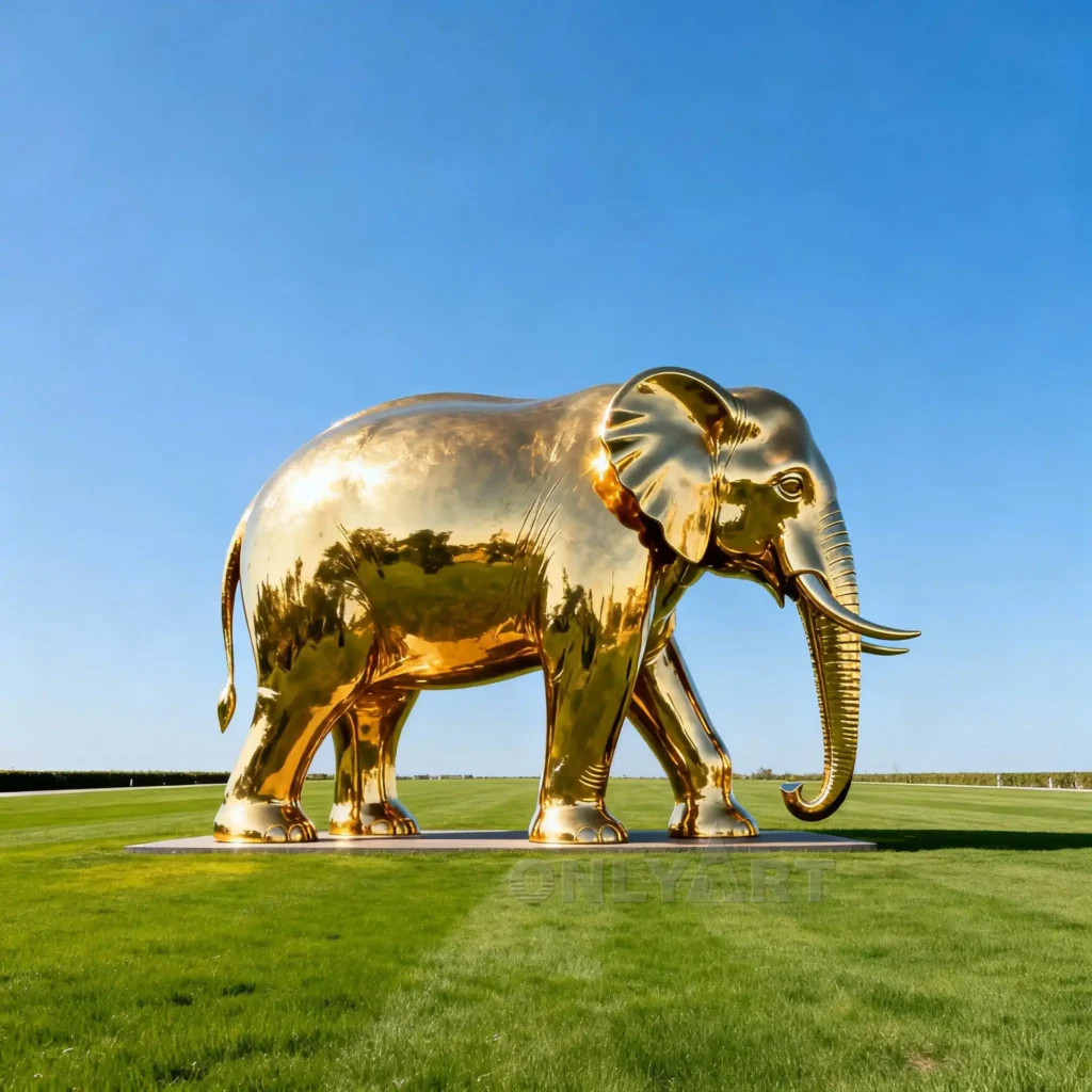 Large Gold Elephant Statue