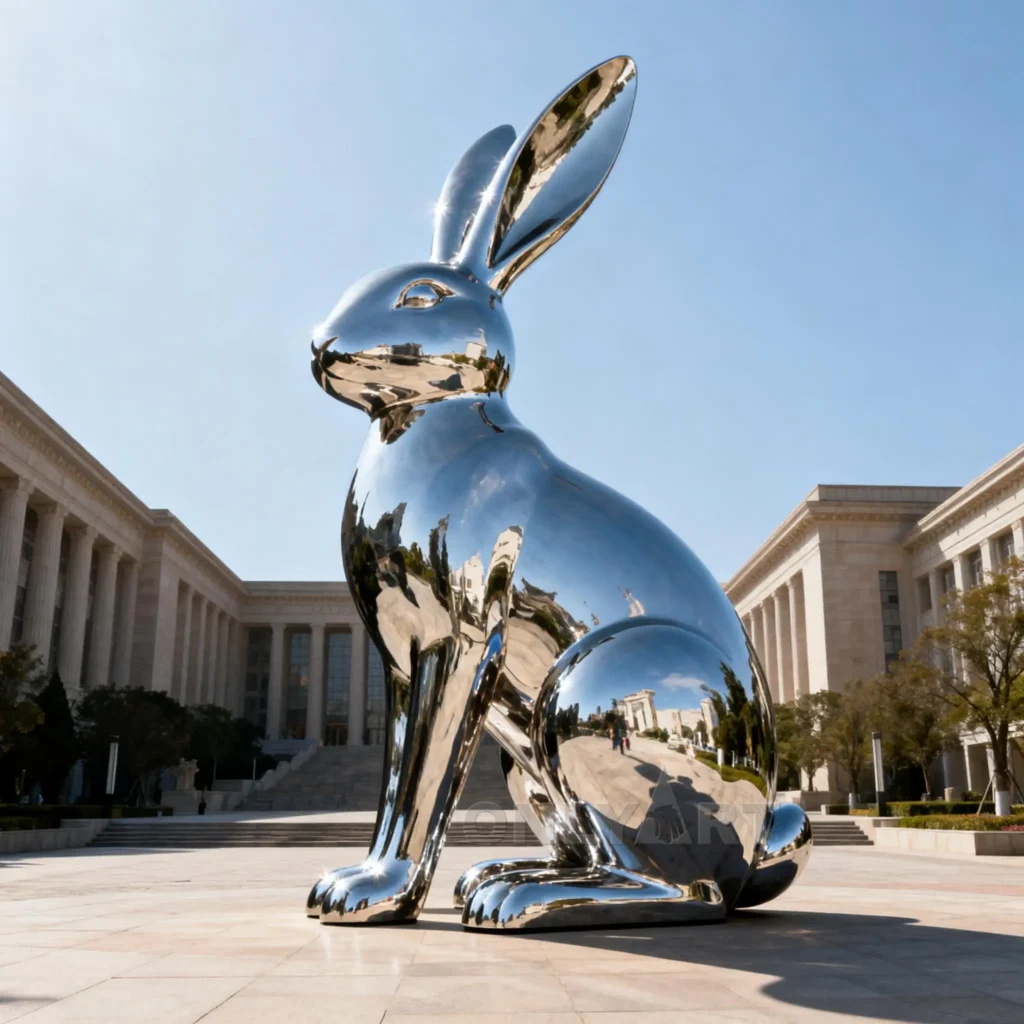 Large Metal Bunny Rabbit Sculpture