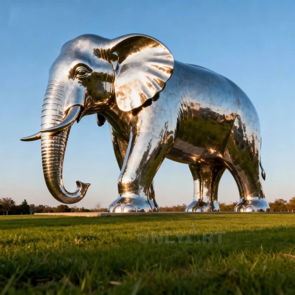 Large Metal Elephant Garden Sculpture Ornament