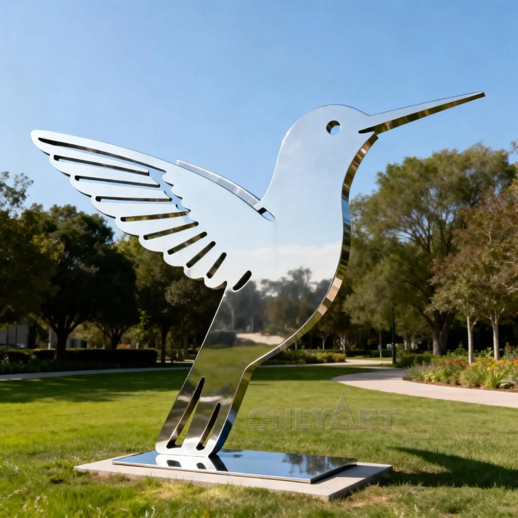 Large Metal Hummingbird Garden Statue