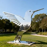 Large Metal Hummingbird Garden Statue