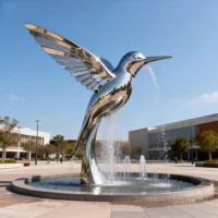 Large Metal Hummingbird Water Fountain