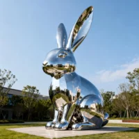Large Metal Rabbit Garden Sculpture