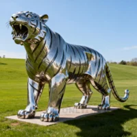 Large Metal Roaring Tiger Statue