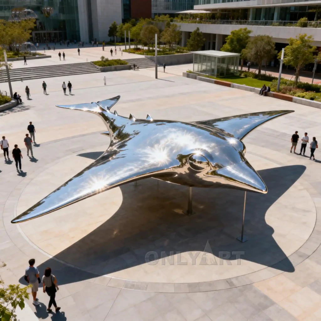 Large Metal Stingray Statue