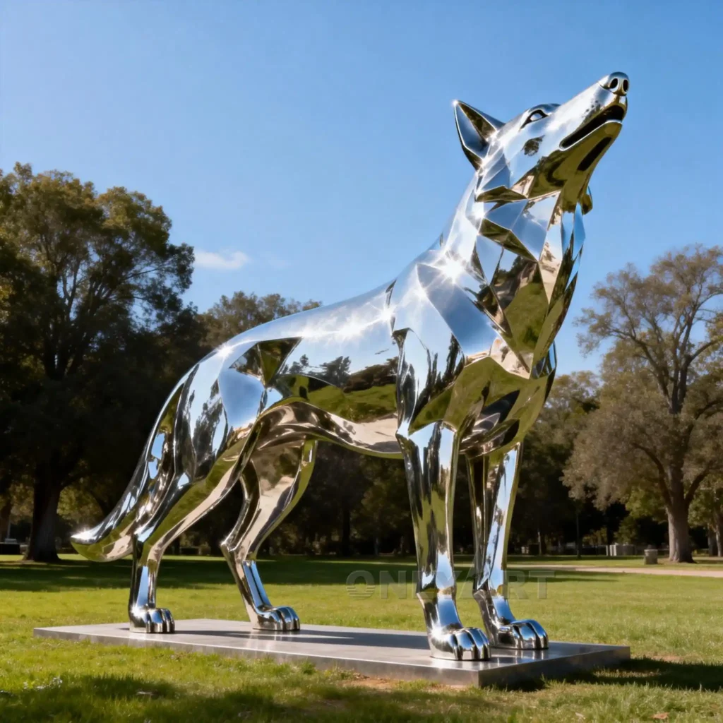 Large Outdoor Howling Wolf Sculpture